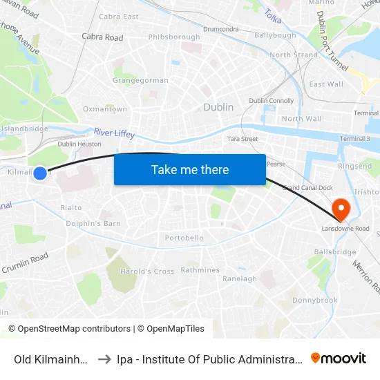 Old Kilmainham to Ipa - Institute Of Public Administration map