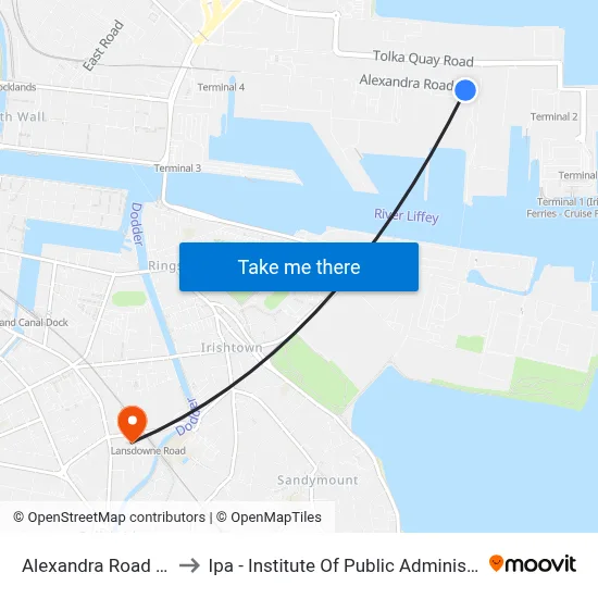 Alexandra Road East to Ipa - Institute Of Public Administration map