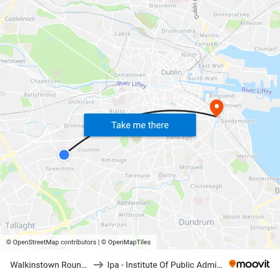 Walkinstown Roundabout to Ipa - Institute Of Public Administration map