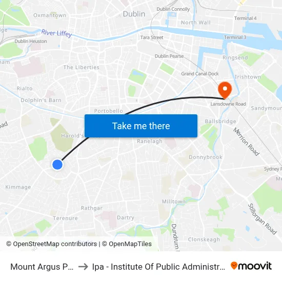 Mount Argus Park to Ipa - Institute Of Public Administration map