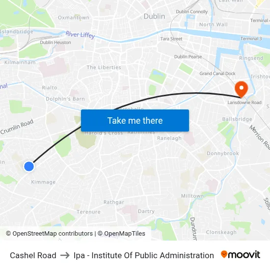 Cashel Road to Ipa - Institute Of Public Administration map