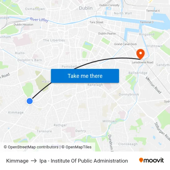 Kimmage to Ipa - Institute Of Public Administration map