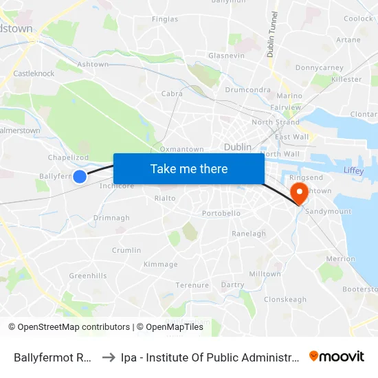 Ballyfermot Road to Ipa - Institute Of Public Administration map