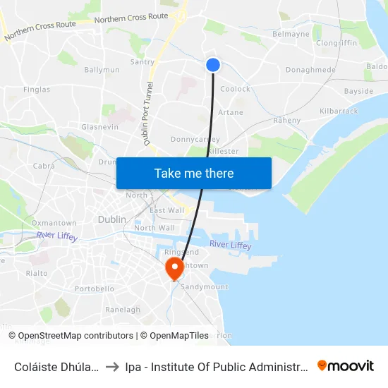Coláiste Dhúlaigh to Ipa - Institute Of Public Administration map