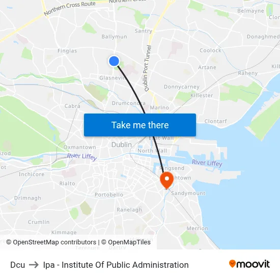 Dcu to Ipa - Institute Of Public Administration map