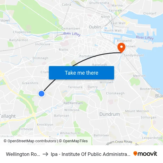 Wellington Road to Ipa - Institute Of Public Administration map