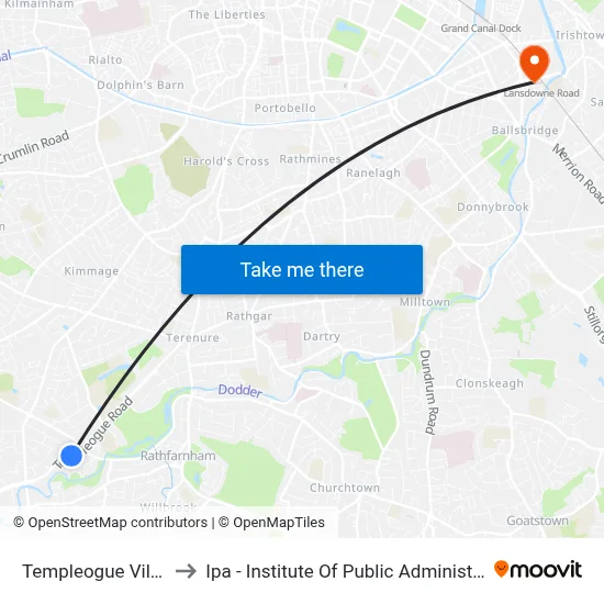 Templeogue Village to Ipa - Institute Of Public Administration map