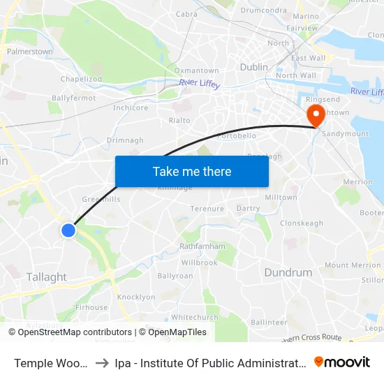 Temple Woods to Ipa - Institute Of Public Administration map
