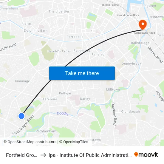 Fortfield Grove to Ipa - Institute Of Public Administration map