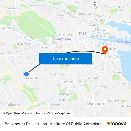Ballymount Drive to Ipa - Institute Of Public Administration map