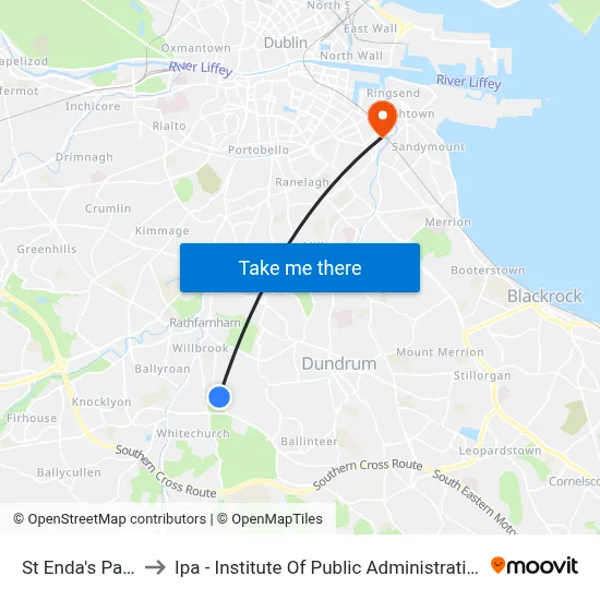 St Enda's Park to Ipa - Institute Of Public Administration map