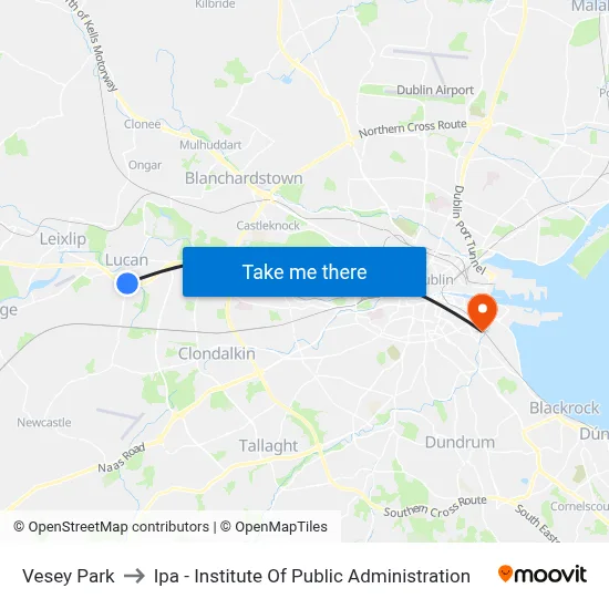 Vesey Park to Ipa - Institute Of Public Administration map