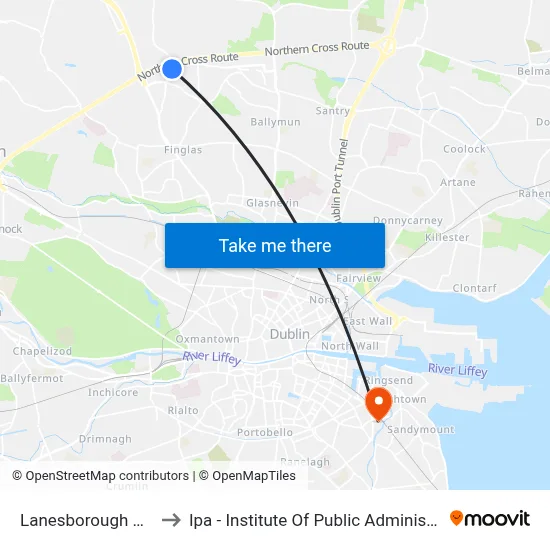 Lanesborough Road to Ipa - Institute Of Public Administration map