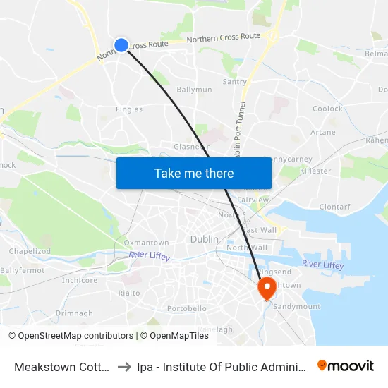 Meakstown Cottages to Ipa - Institute Of Public Administration map