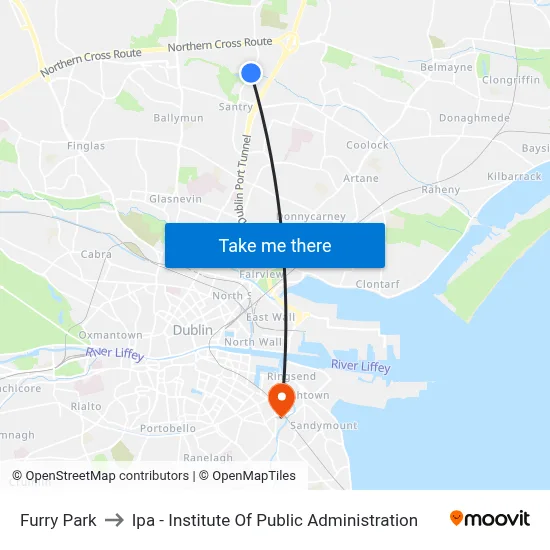 Furry Park to Ipa - Institute Of Public Administration map
