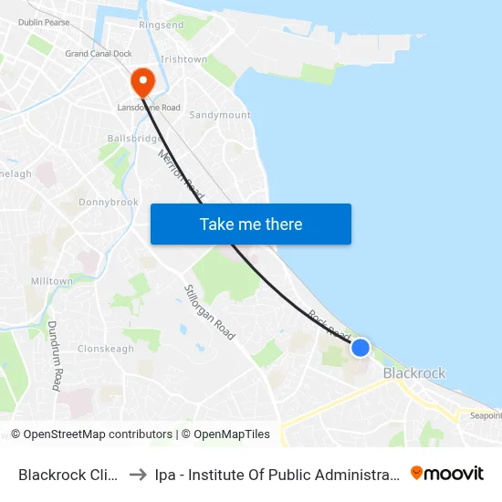 Blackrock Clinic to Ipa - Institute Of Public Administration map