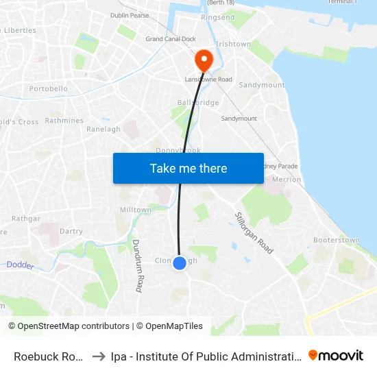 Roebuck Road to Ipa - Institute Of Public Administration map