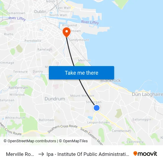 Merville Road to Ipa - Institute Of Public Administration map