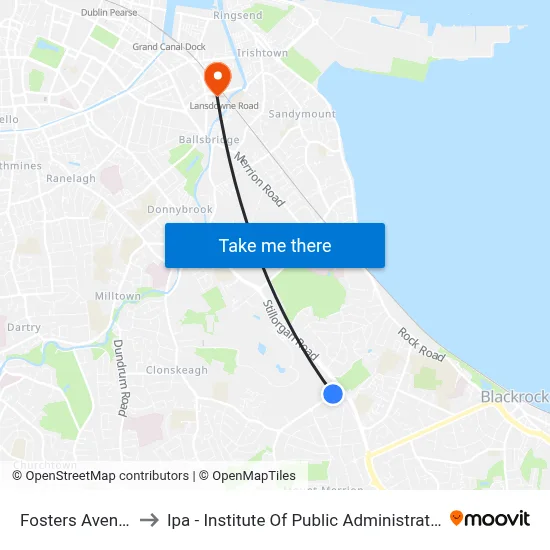 Fosters Avenue to Ipa - Institute Of Public Administration map