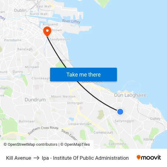 Kill Avenue to Ipa - Institute Of Public Administration map