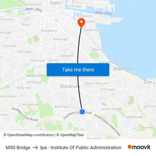 M50 Bridge to Ipa - Institute Of Public Administration map