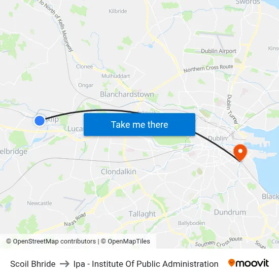 Scoil Bhride to Ipa - Institute Of Public Administration map