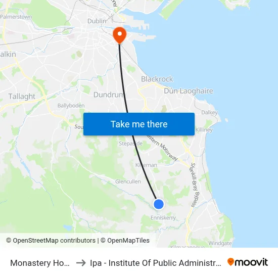 Monastery House to Ipa - Institute Of Public Administration map