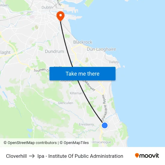 Cloverhill to Ipa - Institute Of Public Administration map
