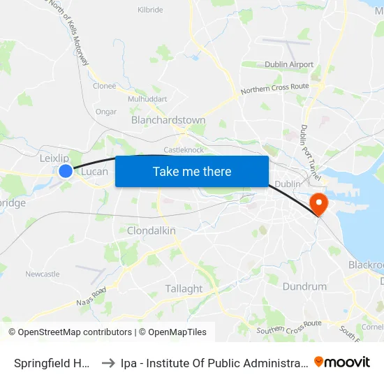 Springfield Hotel to Ipa - Institute Of Public Administration map