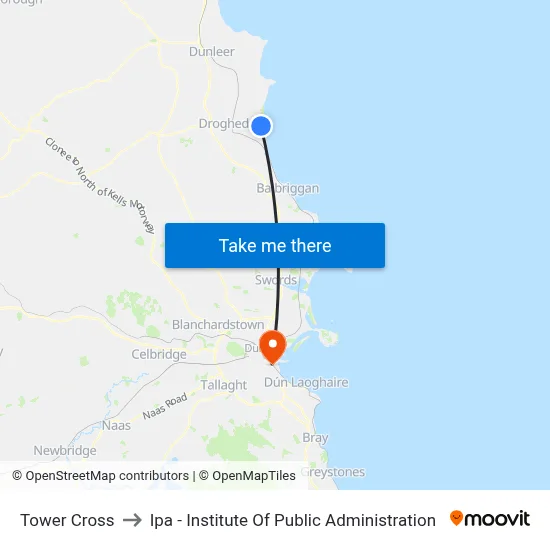 Tower Cross to Ipa - Institute Of Public Administration map