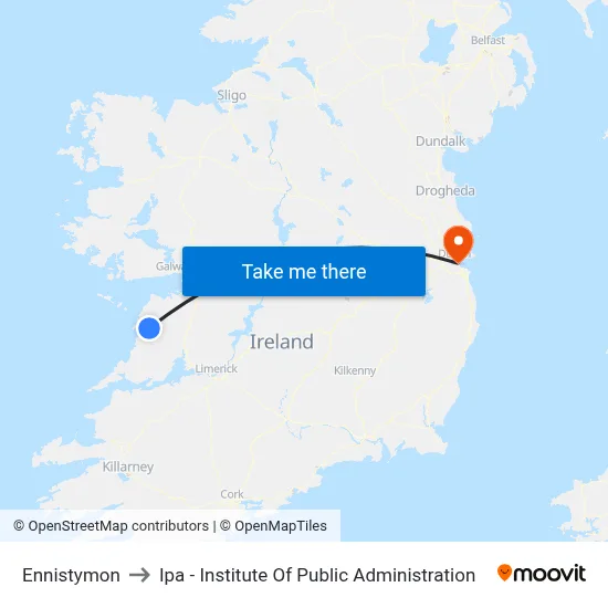 Ennistymon to Ipa - Institute Of Public Administration map
