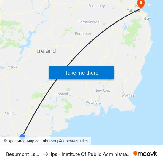 Beaumont Lawn to Ipa - Institute Of Public Administration map
