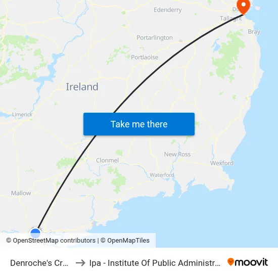 Denroche's Cross to Ipa - Institute Of Public Administration map