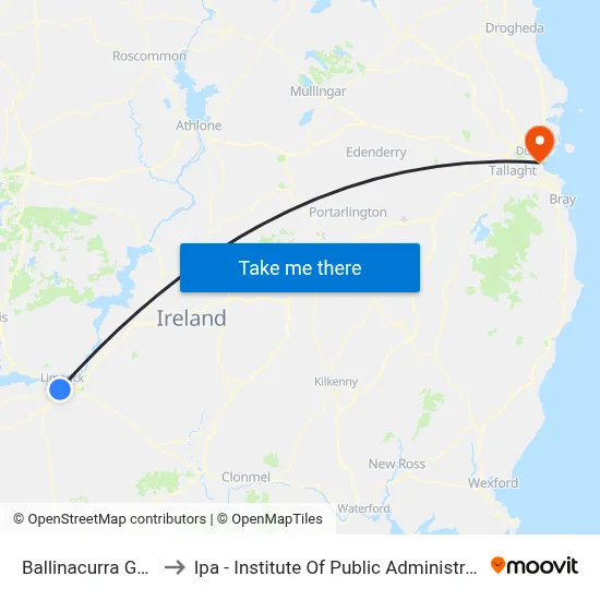 Ballinacurra Gdns to Ipa - Institute Of Public Administration map