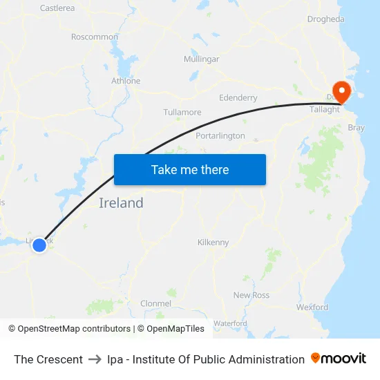 The Crescent to Ipa - Institute Of Public Administration map