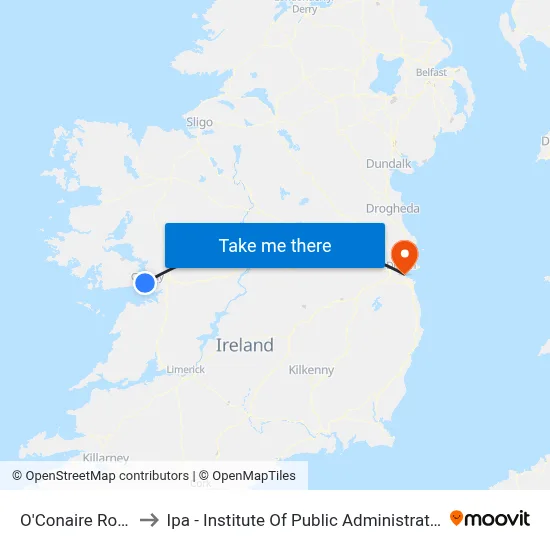O'Conaire Road to Ipa - Institute Of Public Administration map