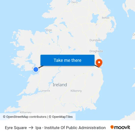 Eyre Square to Ipa - Institute Of Public Administration map