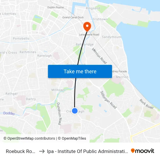 Roebuck Road to Ipa - Institute Of Public Administration map