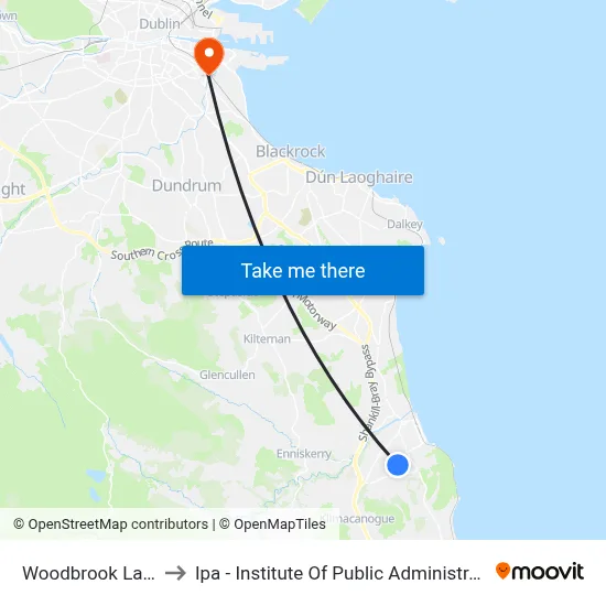 Woodbrook Lawn to Ipa - Institute Of Public Administration map