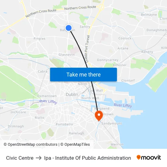Civic Centre to Ipa - Institute Of Public Administration map