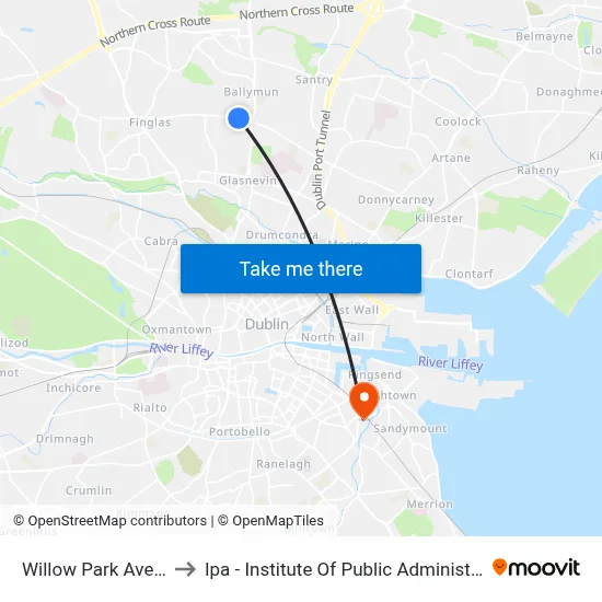 Willow Park Avenue to Ipa - Institute Of Public Administration map