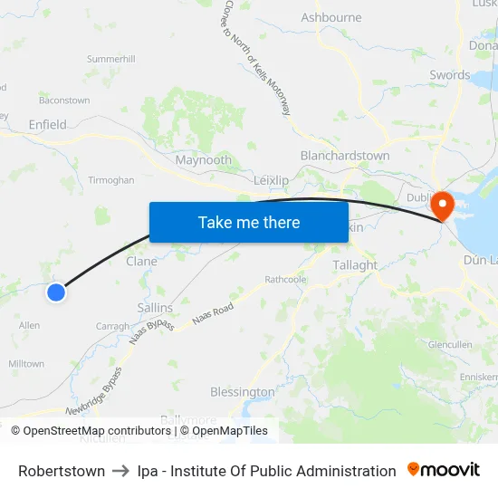 Robertstown to Ipa - Institute Of Public Administration map