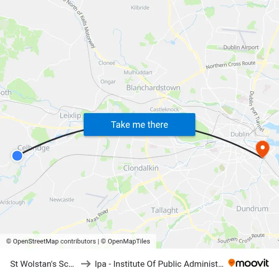 St Wolstan's School to Ipa - Institute Of Public Administration map