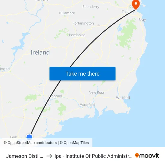 Jameson Distillery to Ipa - Institute Of Public Administration map