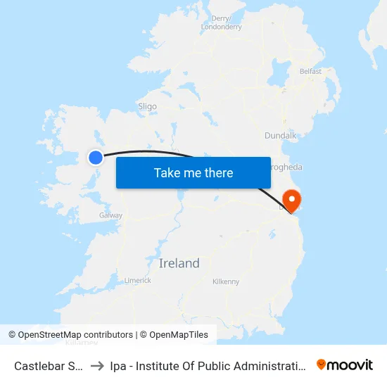 Castlebar Stn to Ipa - Institute Of Public Administration map