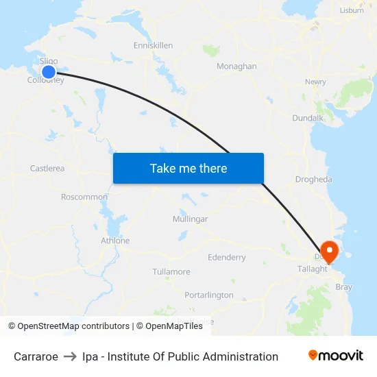 Carraroe to Ipa - Institute Of Public Administration map