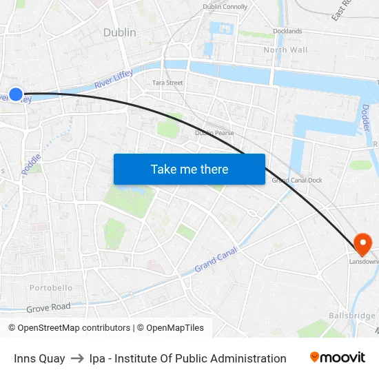 Inns Quay to Ipa - Institute Of Public Administration map