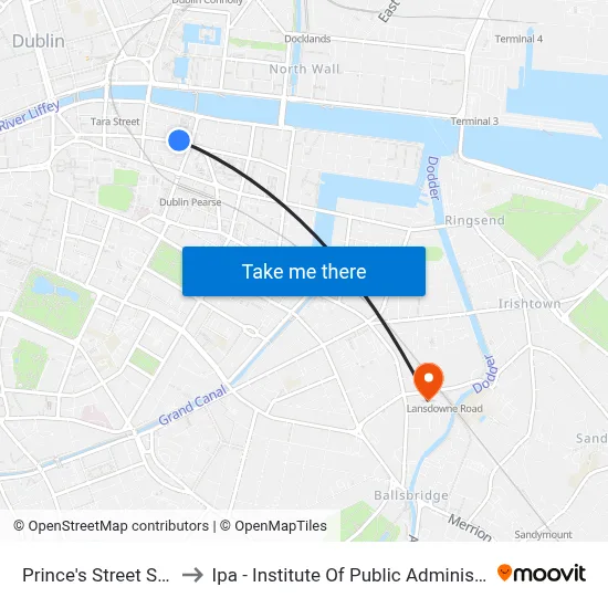 Prince's Street South to Ipa - Institute Of Public Administration map