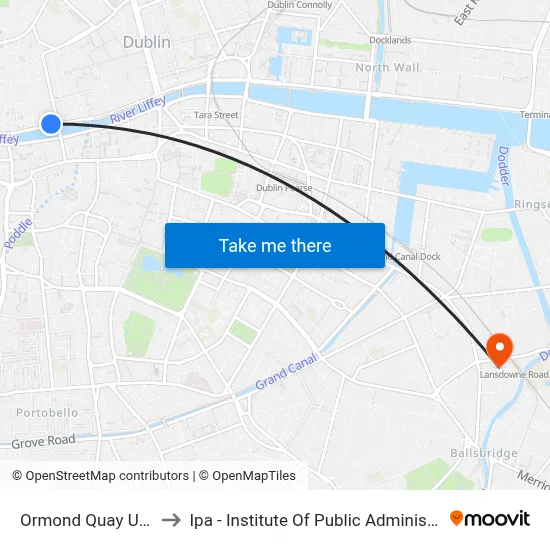 Ormond Quay Upper to Ipa - Institute Of Public Administration map