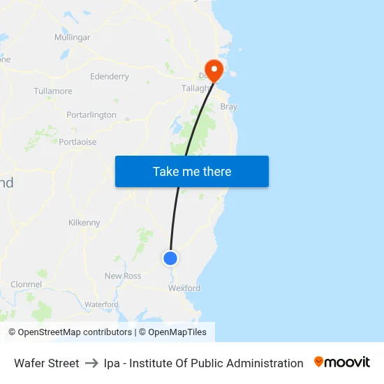 Wafer Street to Ipa - Institute Of Public Administration map